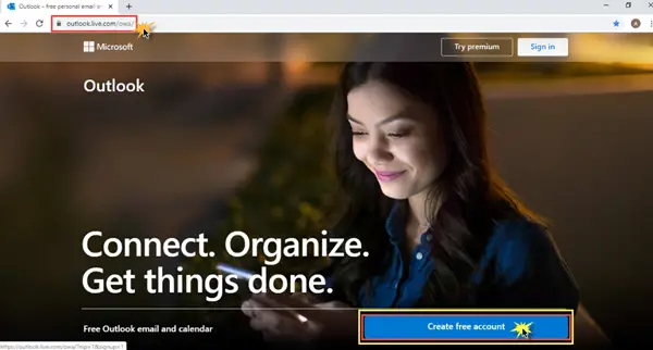 Sign up Microsoft Outlook Acount - The Windows Club