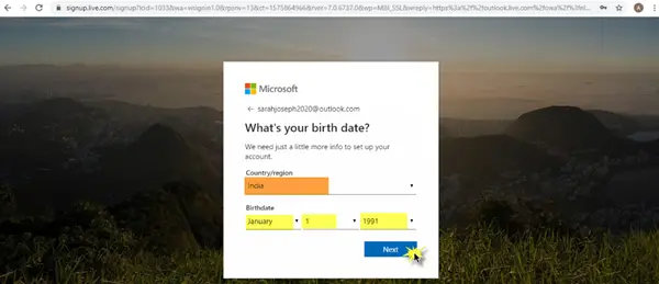 Sign up Microsoft Outlook Acount - The Windows Club