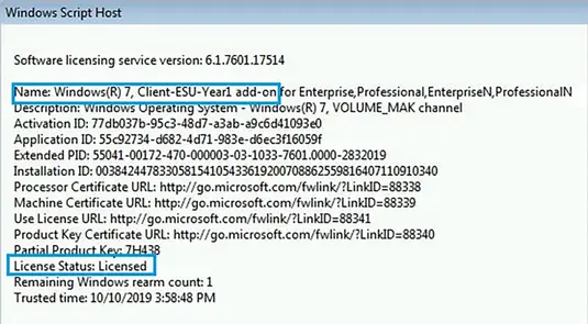 Verify Windows 7 Extended Security Updates