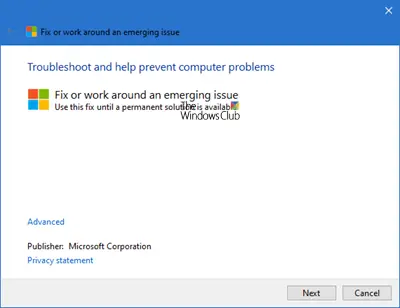 fails thewindowsclub troubleshooter