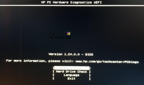 HP PC Hardware Diagnostics UEFI on Windows 10