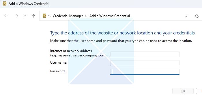 Add Details to Windows Credential Manager