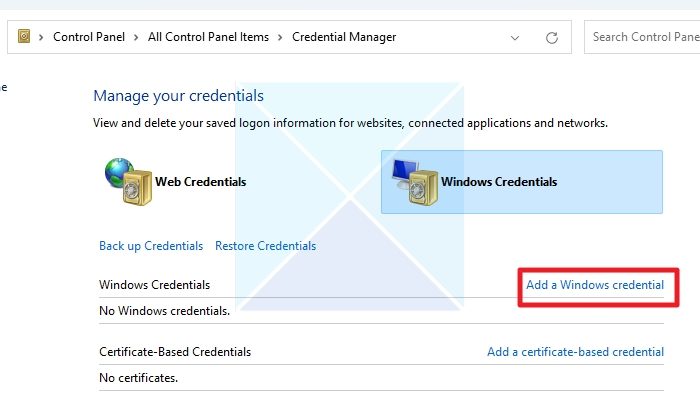 Add Windows Credential