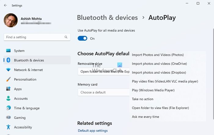 Bluetooth Devices AutoPlay Windows