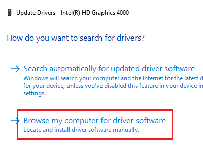 Browse my computer for driver software