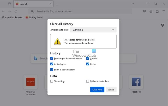 Clear All History Firefox
