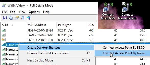 Create desktop shortcut to switch to specific WiFi network