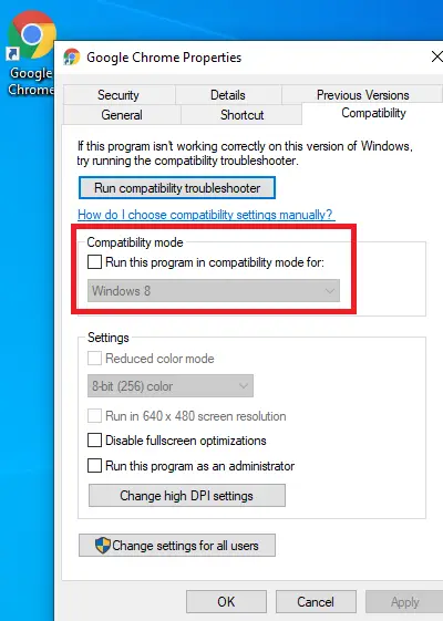 Disable compatibility mode for Google Chrome