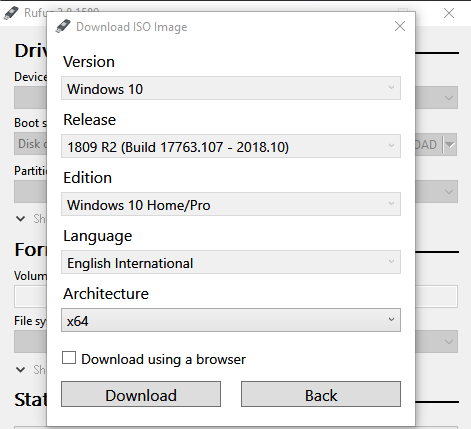 Download Old Version ISO using RUFUS