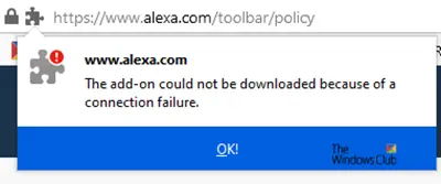 The add-on could not be downloaded because of a connection failure
