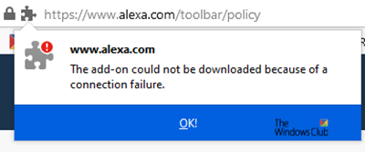 The add-on could not be downloaded because of a connection failure