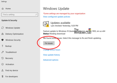 FIX ISSUES BUTTON IN WINDOWS UPDATE intelligence overview