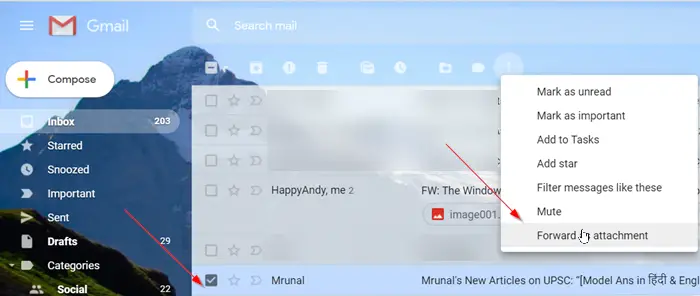 How to attach and send emails as attachments in Gmail