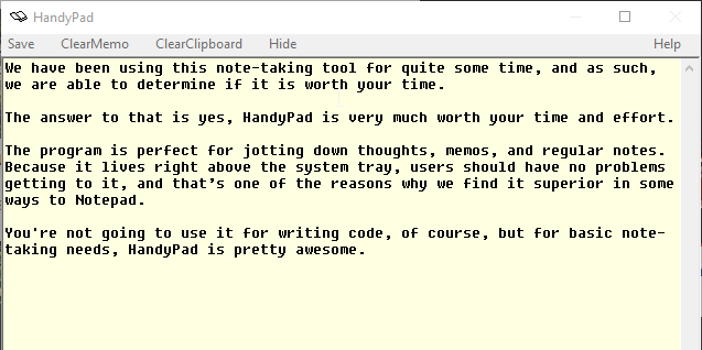 HandyPad is an auto-saving Notepad alternative