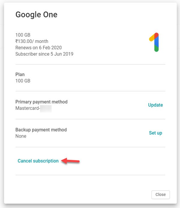 What happens if I cancel Google One?