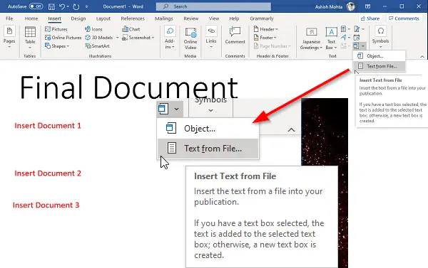 How to merge Word Documents