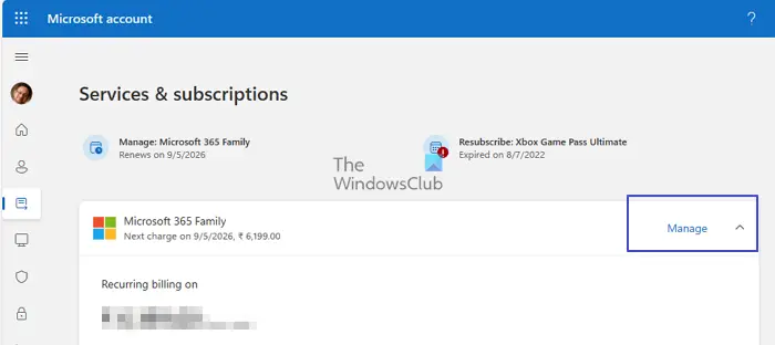 Microsoft Office Subscription Manage