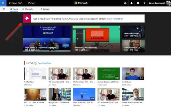 migrate from Office 365 Video to Microsoft Streams