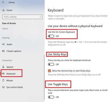 Windows 10 Accessibility Features