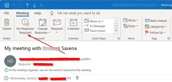 Outlook Meeting Response Options not visible