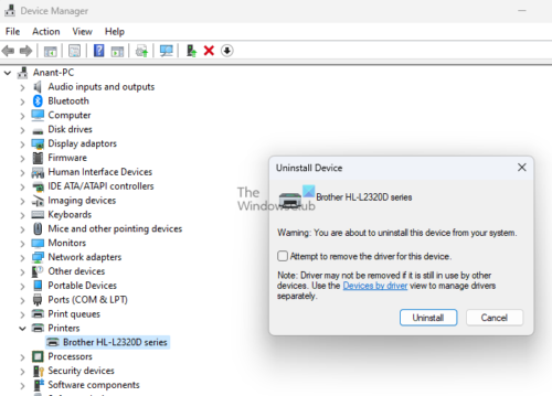 Windows cannot locate a suitable print driver on Windows 11