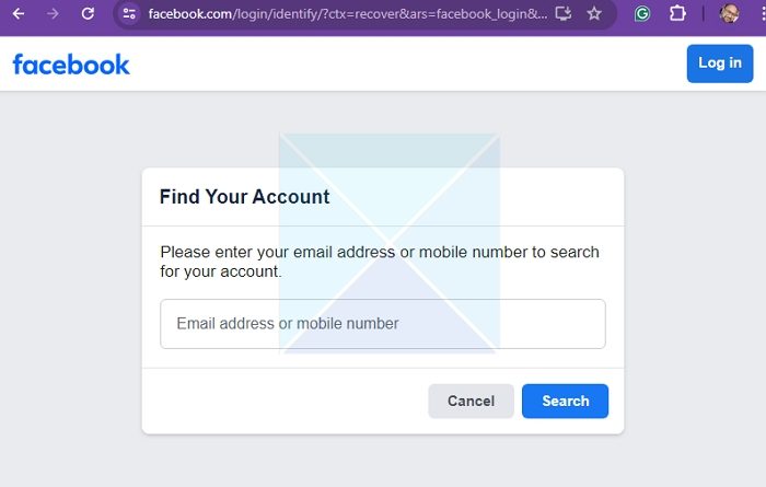 Reset Facebook password Find your account