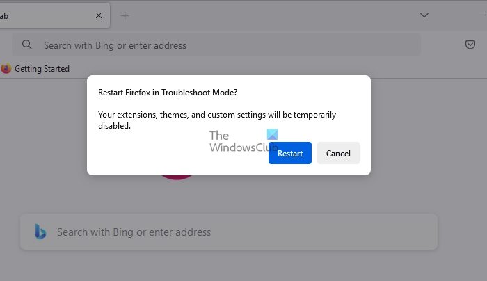 Restart Firefox in Troubleshoot Mode