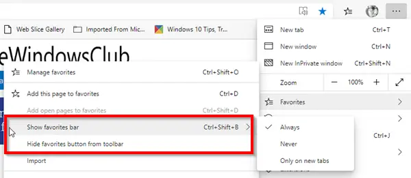 Show Hide Favorites Bar Edge Chromium