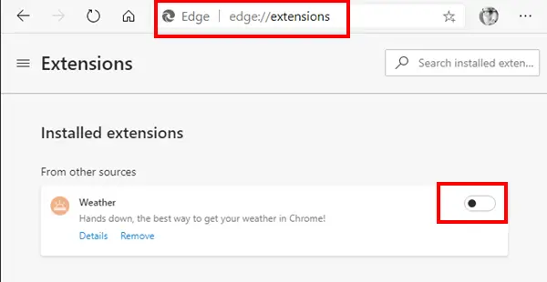 Turn on Extension in New Edge