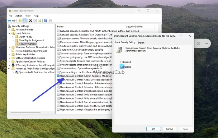 User Account Control Admin Approval Mode Built-in Windows