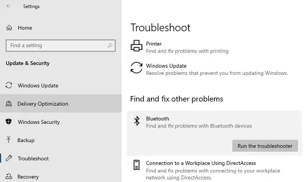 Windows 10 Bluetooth Troubleshooter