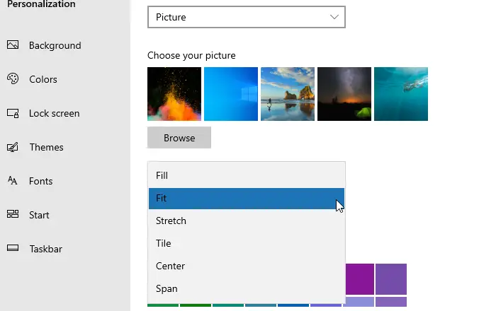 Windows 10 Desktop Wallpaper Fit Settings