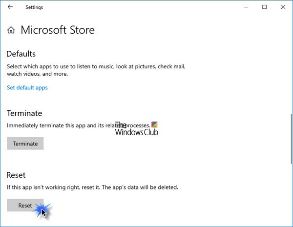 Microsoft Store-10'u Sıfırla