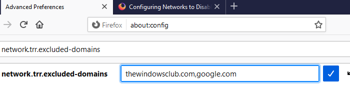 remove specific domains DNS over HTTPS