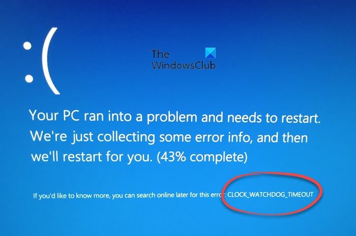 CLOCK WATCHDOG TIMEOUT Blue Screen Error on Windows 11