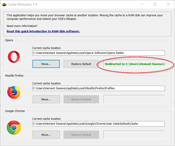 SoftPerfect Cache Relocator