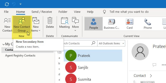 Create a Contact Group in Outlook for Office 365