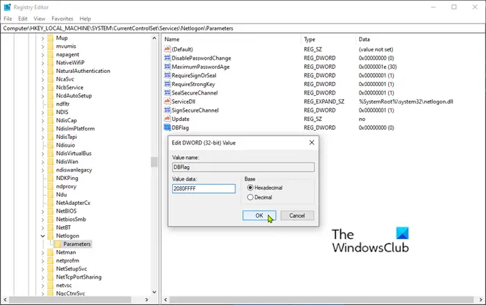 Debug logging for Netlogon service