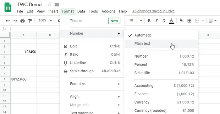 google sheets cell plain text format google sheets cell plain text format