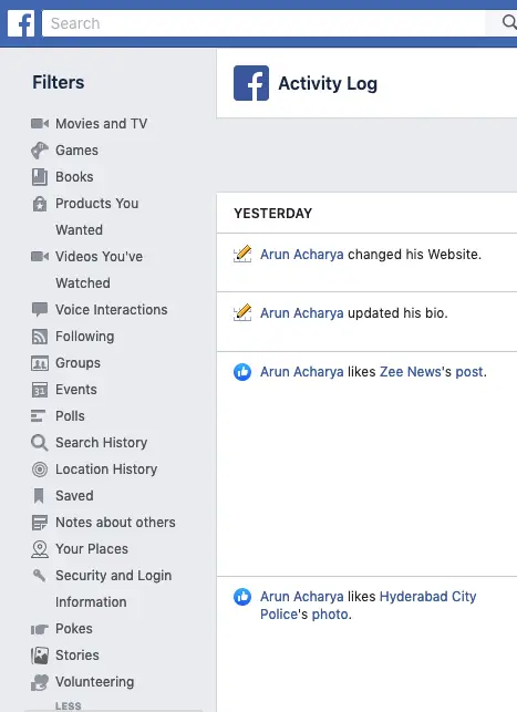 Facebook Privacy settings