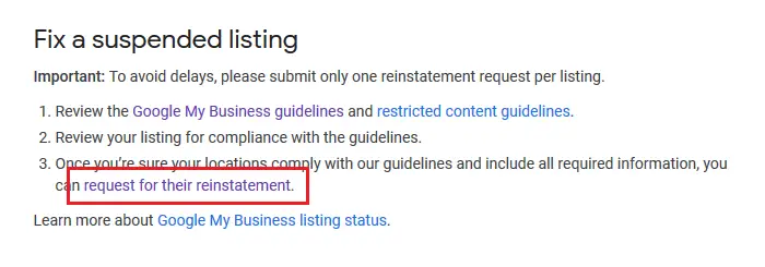 Fix a suspended listing