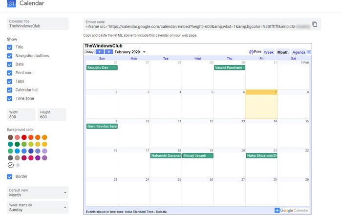 Embed Google Calendar on any webpage