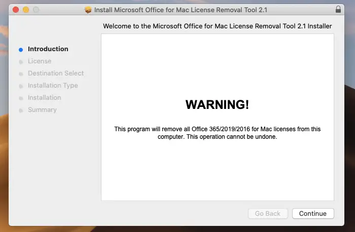 Microsoft Office for Mac License Removal Tool