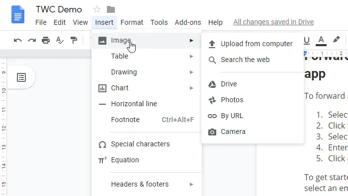 How to wrap text around an image in Google Docs