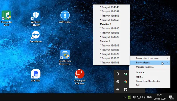 How to keep desktop icons from moving when undocking Windows 10