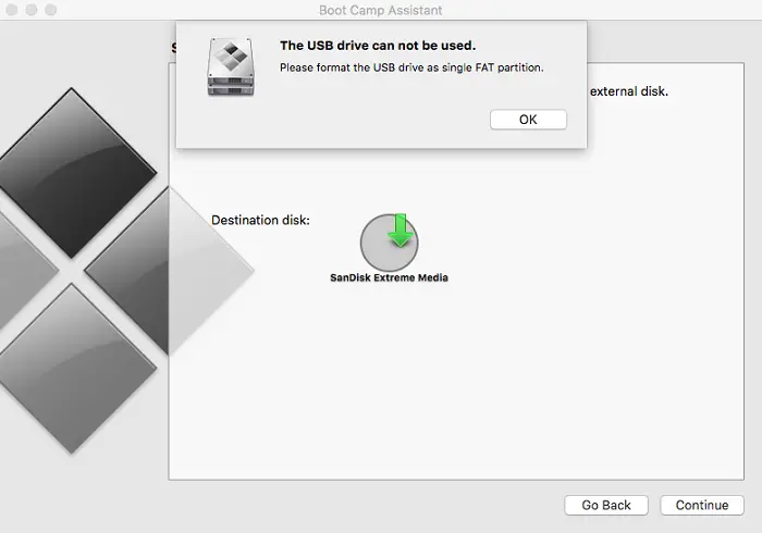 har en finger i kagen vejkryds vandring Please format the USB drive as single FAT partition: Boot Camp Assistant