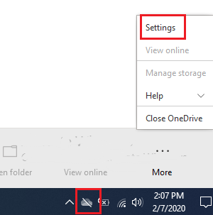 Onedrive settings