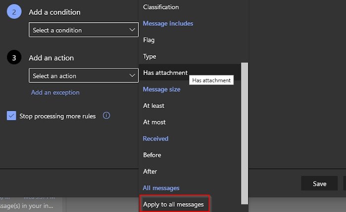 Outlook Rules Apply All