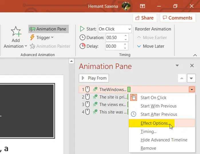 How to dim text in PowerPoint