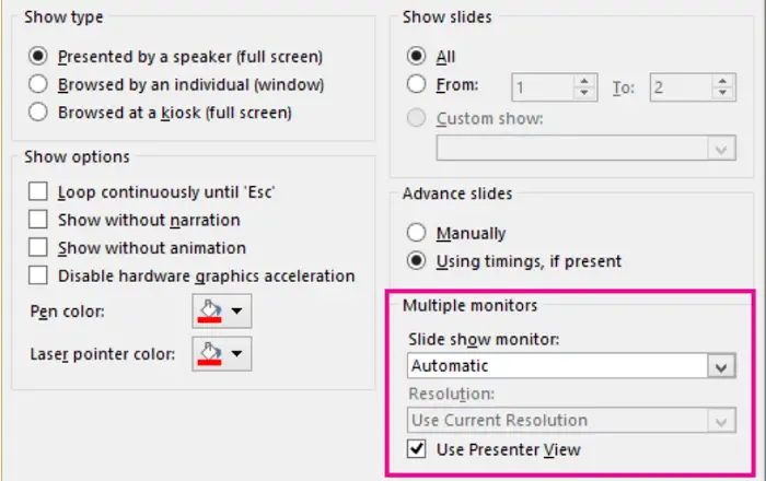 Deliver PowerPoint presentation on two monitors